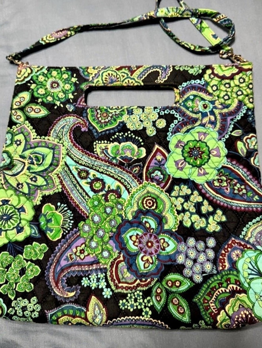 Vera Bradley Paisley Crossbody Bag in Green & Black